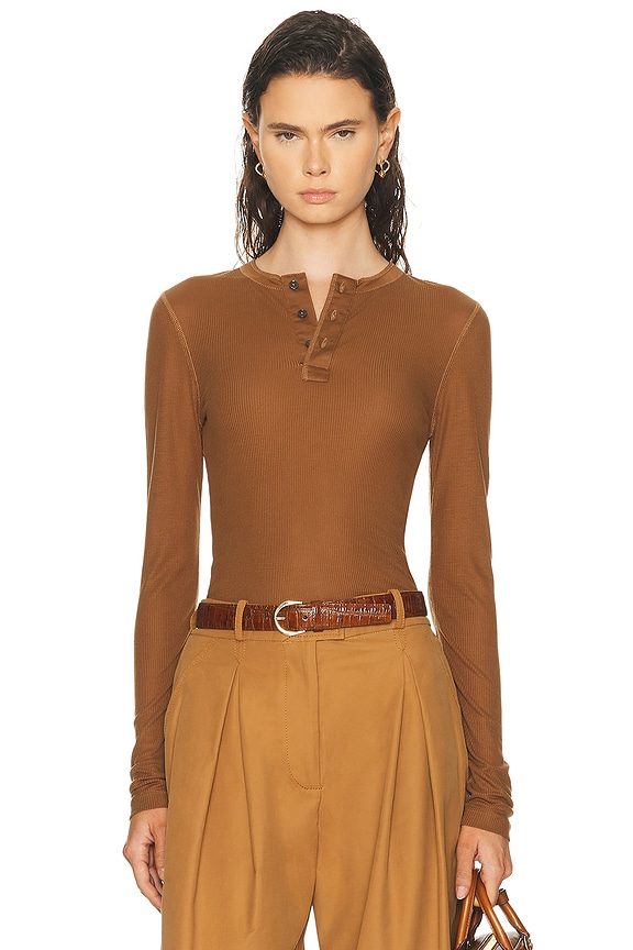 Christopher Esber Open Twist Long Sleeve Top in Tannin | FWRD