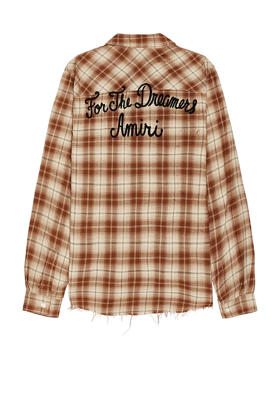 Tシャツ・カットソー AMIRI Amiri Bleach Patch Flannel Bandana Shirt Amiri Bleach Bandana Plaid in Brown | FWRD