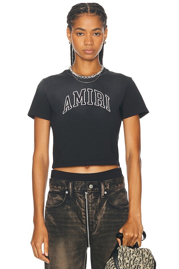 Courreges Shoulder Twist Printed T-shirt in Black | FWRD