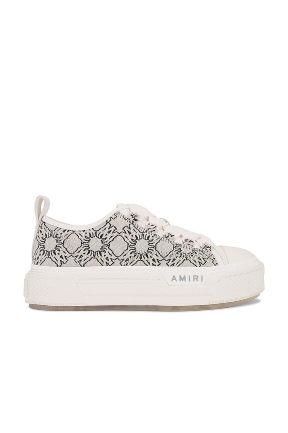Amiri Stars Court Low Top Sneaker in White & Pink | FWRD Amiri Stars Court Low Top Sneaker in White & Pink | FWRD