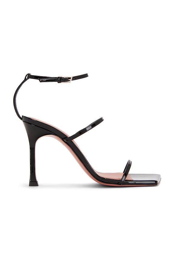 AMINA MUADDI Maya 95 Patent Slingback in Black & Silver | FWRD