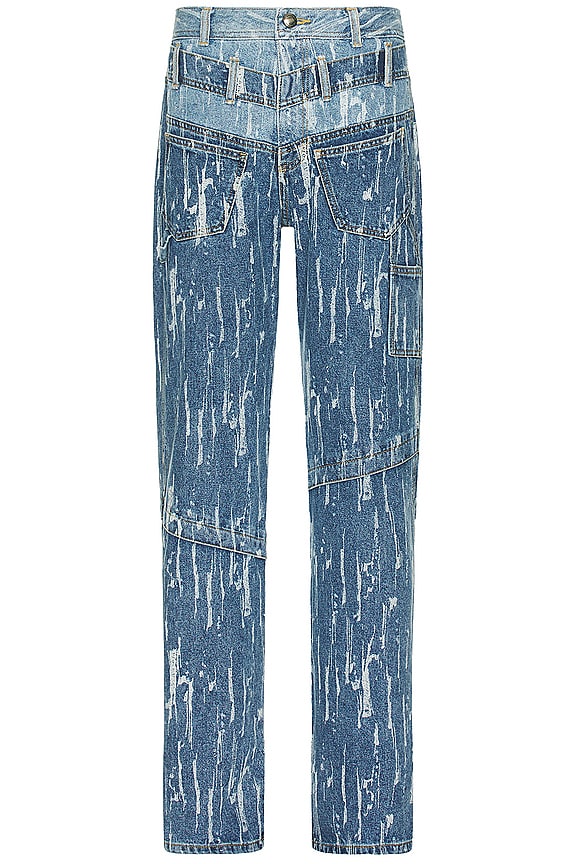 Amiri Amiri Jacquard Snap Off Pant Straight Jean in Stone Amiri Amiri Jacquard Snap Off Pant Straight Jean in Stone
