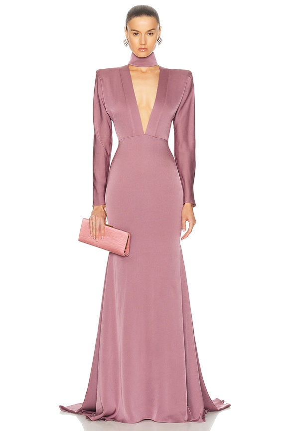 SIEDRES Alin Long Sleeve Maxi Dress in Brown | FWRD