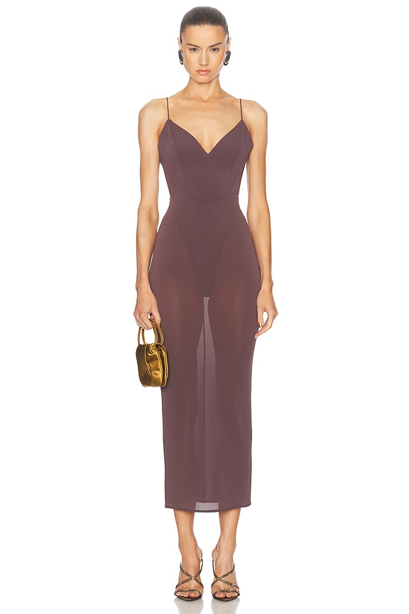 The Sei Strappy Gathered Dress in Lilac | FWRD