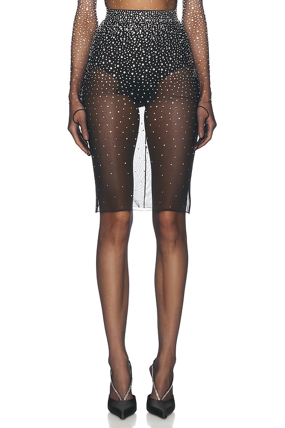 Miu Miu Sheer Polka Dot Skirt in Blu & Avorio | FWRD