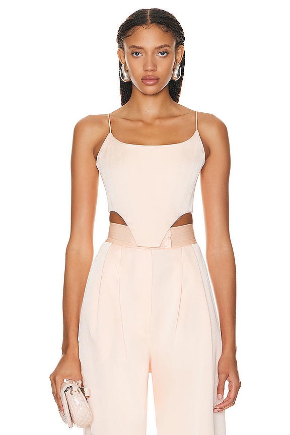 【Eaphi】RIB KNIT BUSTIER Courreges Strap Rib Knit Tank Top in Heritage White | FWRD