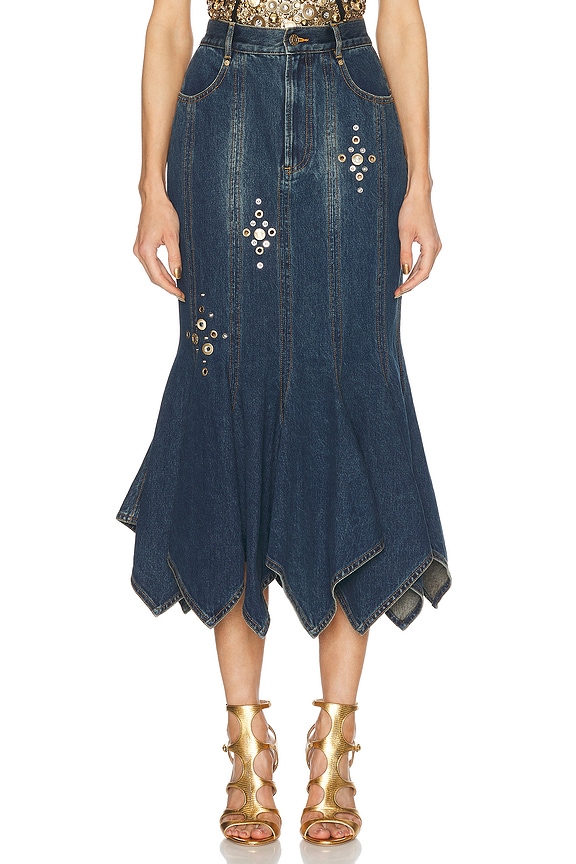 Y/Project Cut Out Denim Skirt in Navy | FWRD