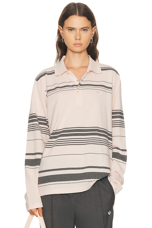 Wales Bonner Cypher Long Sleeve Polo in Navy Multi | FWRD