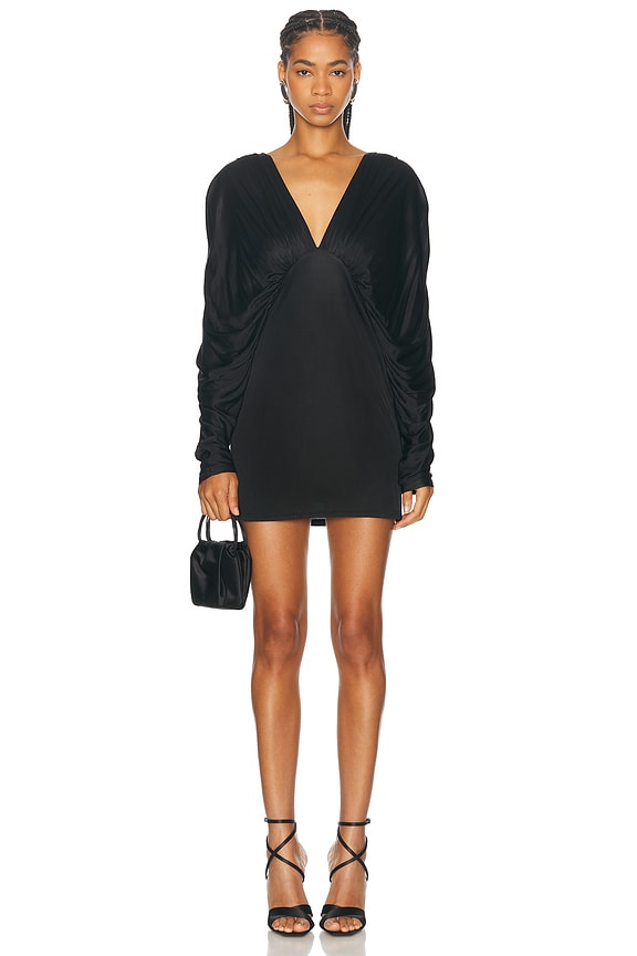 BALENCIAGA★BLACK AND GODL MINI DRESS Balenciaga Long Sleeve Bustier Dress in Black | FWRD