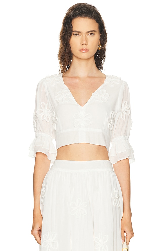 Miu Miu Puff Sleeve Collared Top in White | FWRD