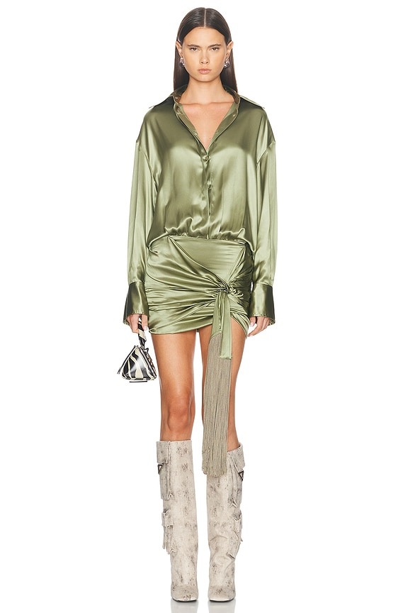 THE ATTICO Mini Shirt Dress in Lagoon | FWRD