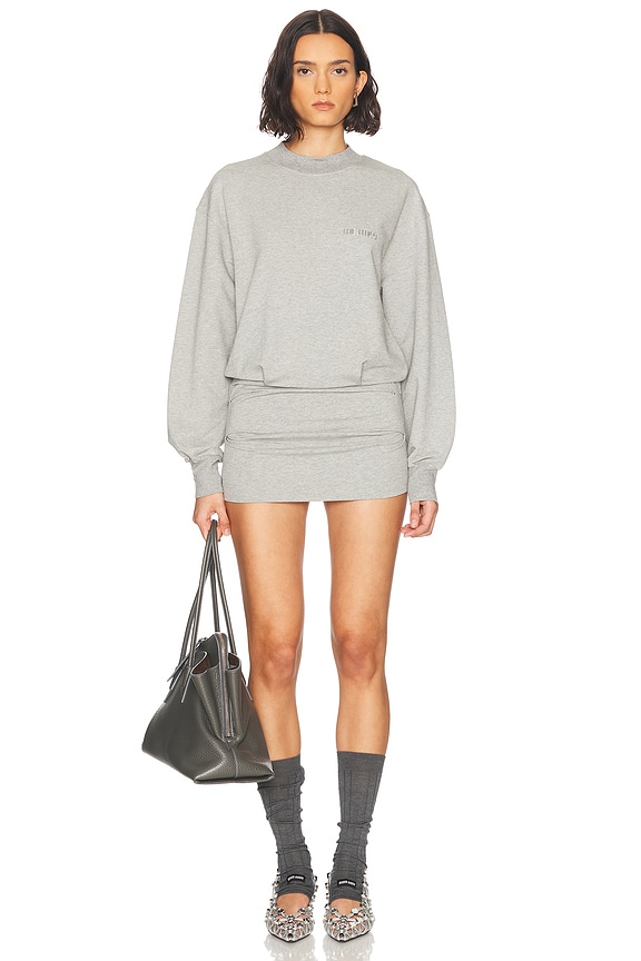 R13 Grunge Sweatshirt Dress in Heather Grey | FWRD R13 Grunge Sweatshirt Dress in Heather Grey | FWRD