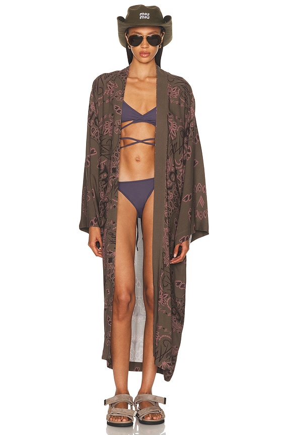 MISSONI DS24WG2BBK040BSM9FD 関税送料込 Short cover-up kaftan with zigzag print and fringes