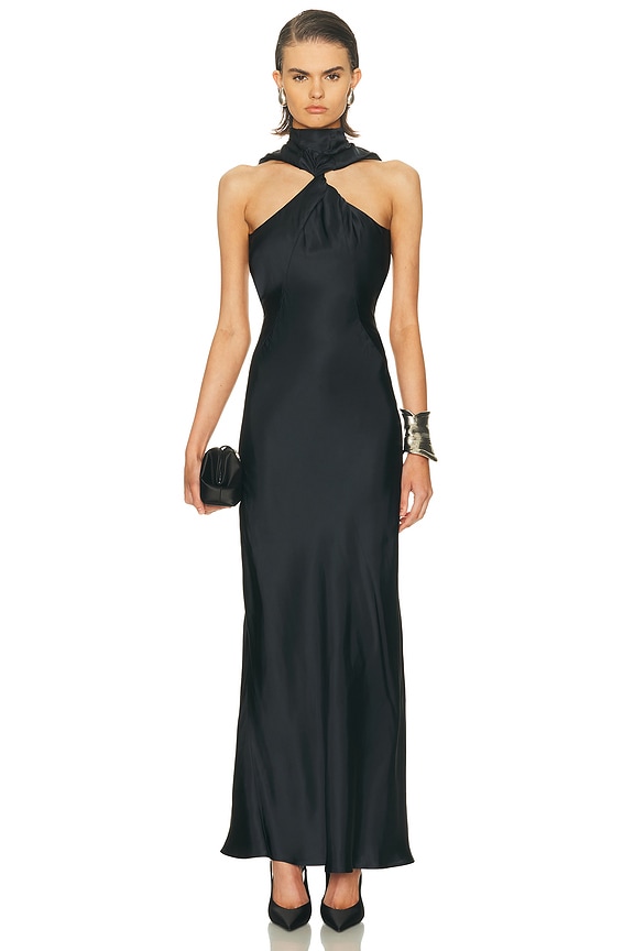 VIP【関税送料無料】希少 The Attico Long draped dress THE ATTICO Fringe Long Dress in Dark Brown | FWRD