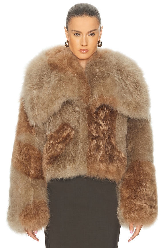 Acne Studios Freya Faux Fur Jacket in Mud Brown | FWRD