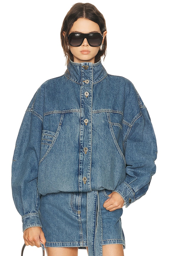 Brandon Maxwell Harper Balloon Jacket in Medium Vintage Wash | FWRD