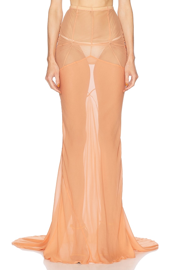 スカート LOULOU DE SAISON FW25 Skirts (CARMEN OCHER) Loulou de Saison Carmen Long Gathered Skirt in Ocher | FWRD