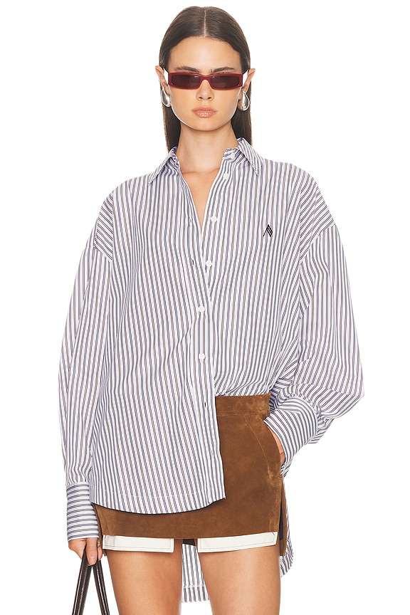 Toteme Capri Shirt in Navy Stripe | FWRD