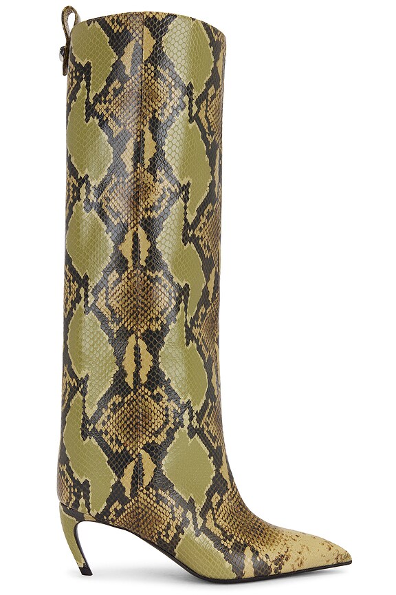 Paris Texas Faded Python Print Midi Boot in Light Blue | FWRD