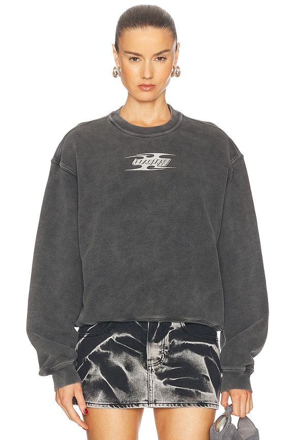 Saint Laurent Snoopy Sweatshirt in Gris Chine & Noir | FWRD Saint Laurent Snoopy Sweatshirt in Gris Chine & Noir | FWRD