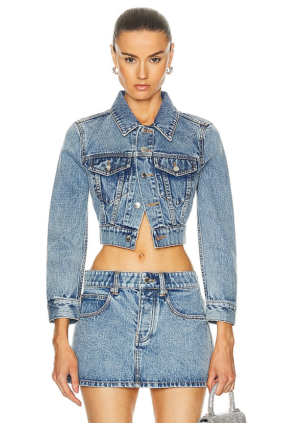 クロップド丈が可愛い【alexanderwang】shrunken trucker cardi shrunken trucker cardi in denim in CLASSIC MEDIUM INDIGO