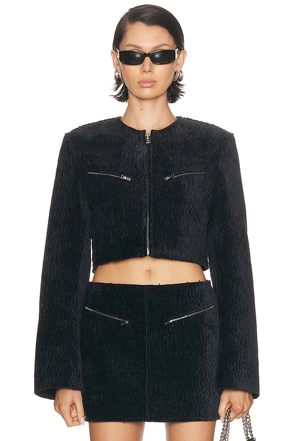 Alexander Wang Denim Faux Fur Jacket in Vintage Medium Indigo | FWRD
