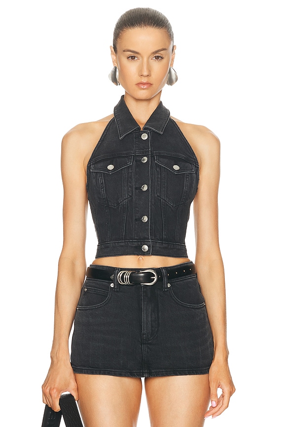 Isabel Marant Etoile Feyza Top in Black & Ochre | FWRD