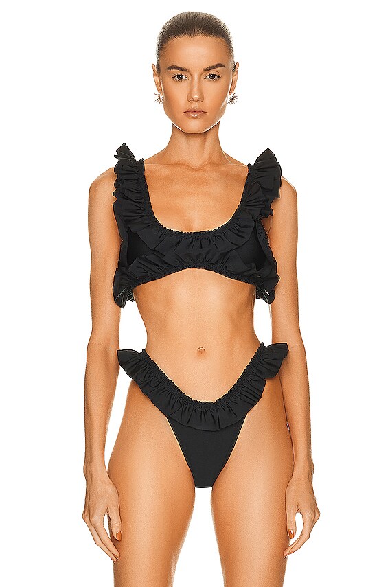 Alexander Wang Allover Ruffle Bikini Top in Black | FWRD