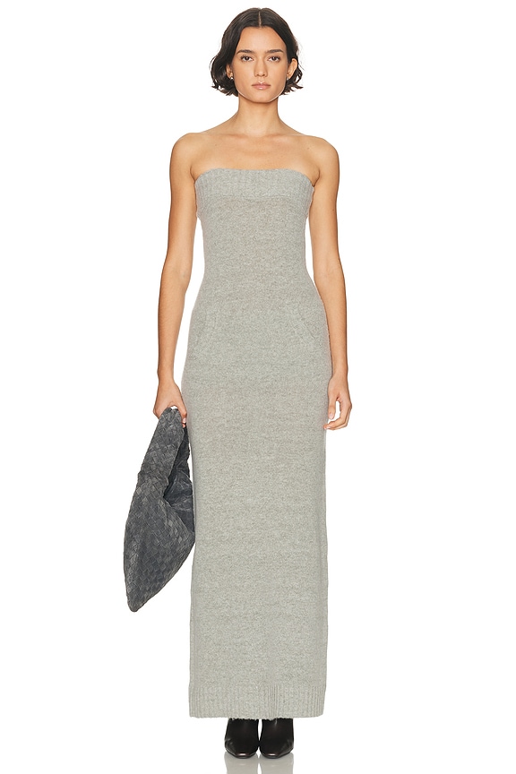 Norma Kamali Strapless Diana Gown in Light Grey | FWRD Norma Kamali Strapless Diana Gown in Light Grey | FWRD