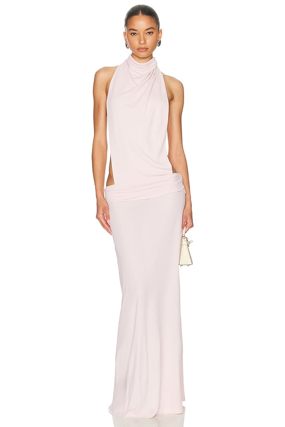 open lace back dress Pierre Balmain maxi dress Haute Couture – Les Merveilles De Babellou main image 0