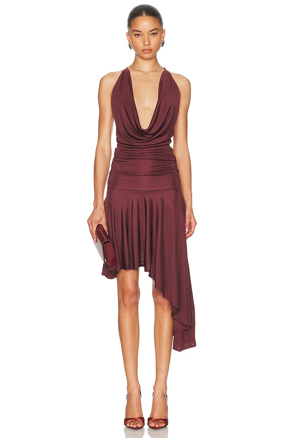 Stella McCartney V-Neck Acetate-Blend Cami Dress in Terracotta
