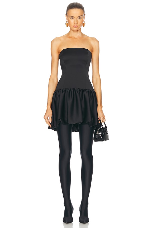 David Koma Leather Bra Corset Skater Mini Dress in Black | FWRD