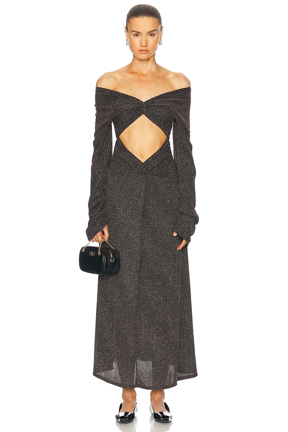 Helsa Matte Jersey Off Shoulder Maxi Dress in Black | FWRD Helsa Matte Jersey Off Shoulder Maxi Dress in Black | FWRD