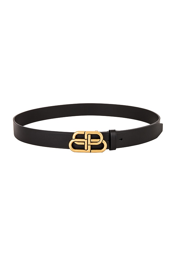 Men's Bb Hourglass Large Belt in Black | Balenciaga US