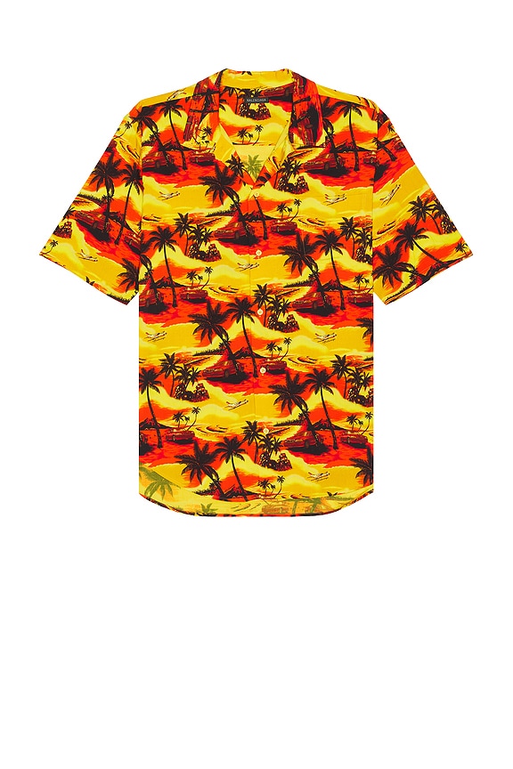Saint Laurent Hawaii Short Sleeve Shirt in Sand & Kaki | FWRD