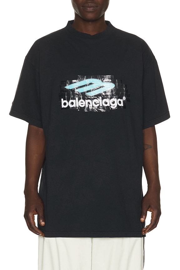 Balenciaga Maison Medium Fit T-Shirt in Black, Orange & White | FWRD
