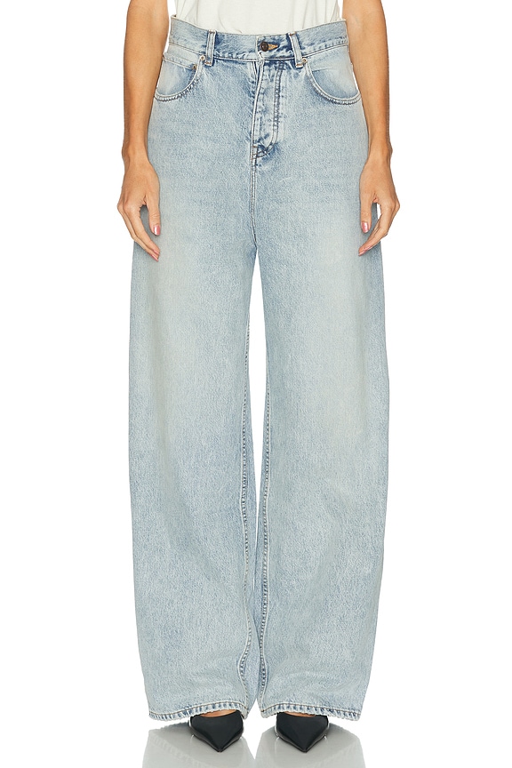 22AW Saint Laurent Flared Denim 29 裾上げなし Saint Laurent High Waisted Wide Leg Jeans in Michigan Blue | FWRD