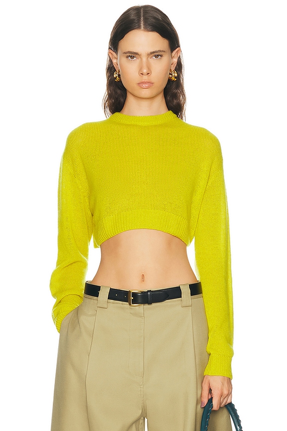 Miu Miu Long Sleeve Top in Blu & Giallo | FWRD