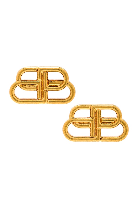 Balenciaga XS B Chain Earrings in Shiny Silver | FWRD