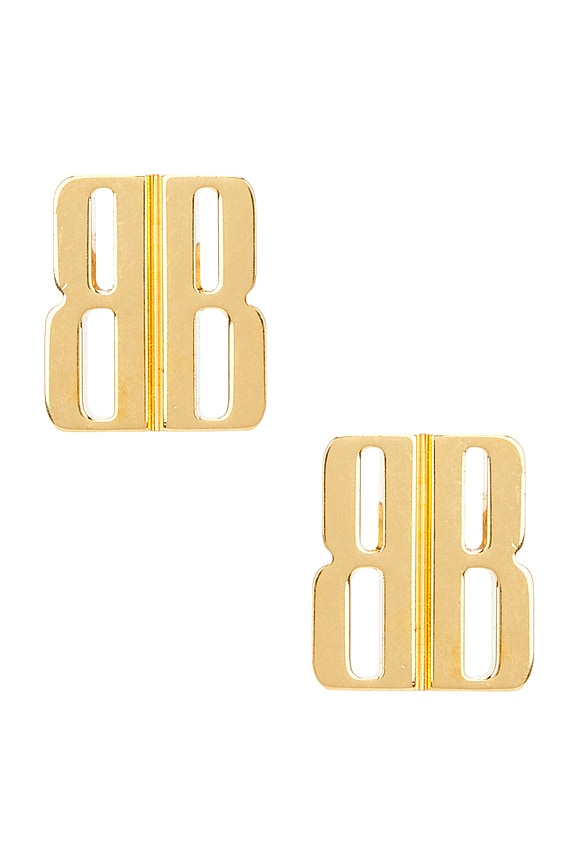 Balenciaga XS B Chain Earrings in Shiny Silver | FWRD