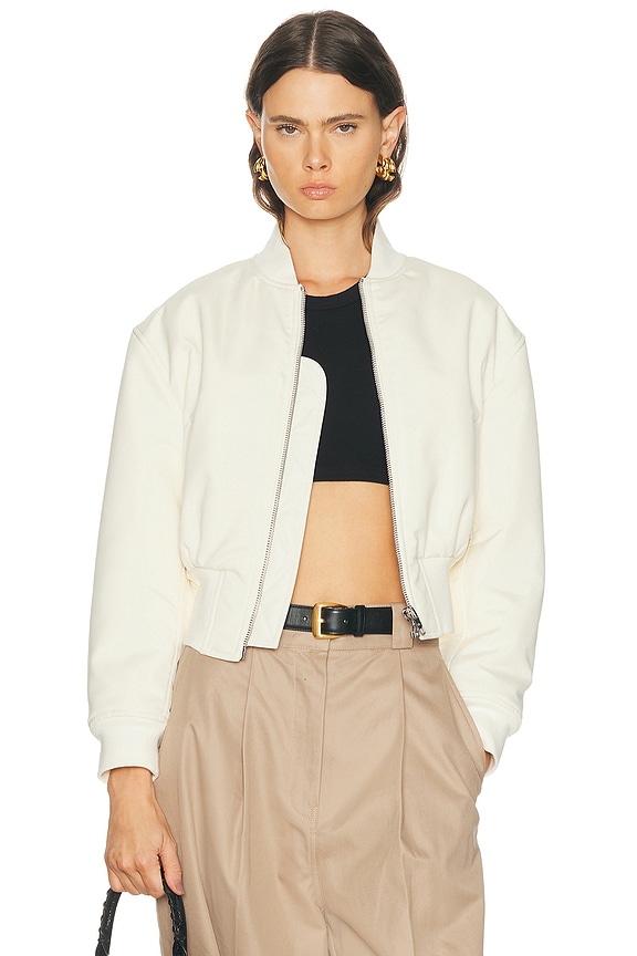 Rick Owens / Fog Cropped Bomberジャケット /52 Rick Owens Fog Cropped Bomber Jacket in Pearl | FWRD