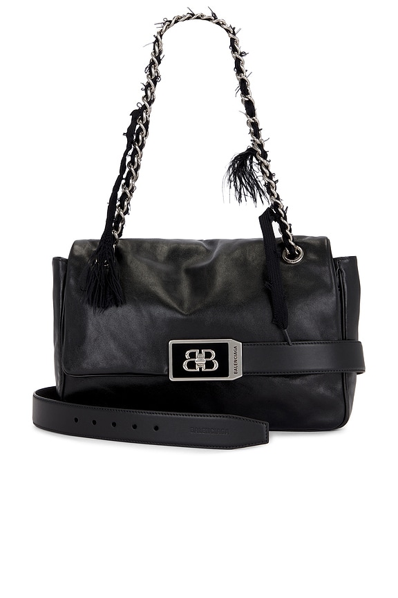Balenciaga Hourglass Large Soft Top Handle Bag in Black | FWRD
