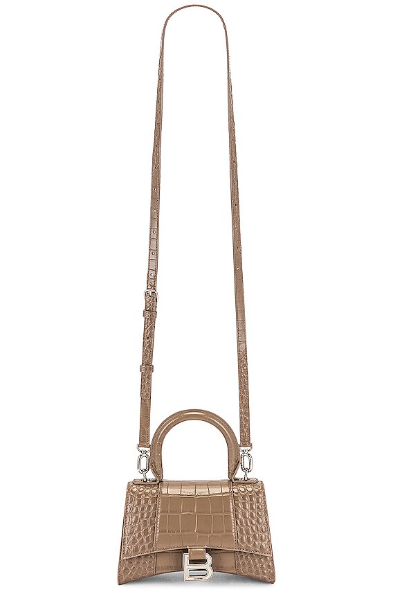 Women's Hourglass Xs Handbag Crocodile Embossed in Black