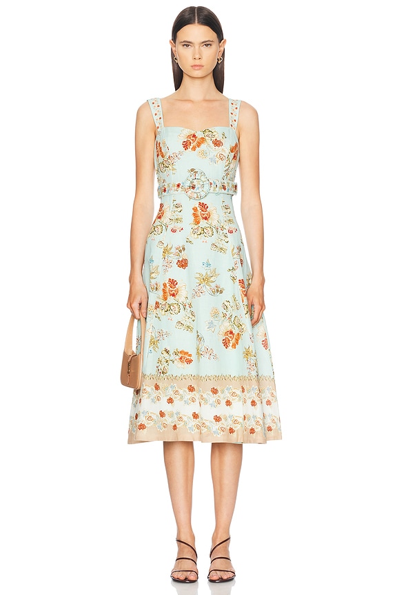 【Zimmermann】DAWNING PICNIC DRESS コルセット ミディ Zimmermann Harmony Tie Shoulder Midi Dress in Kaleidoscope