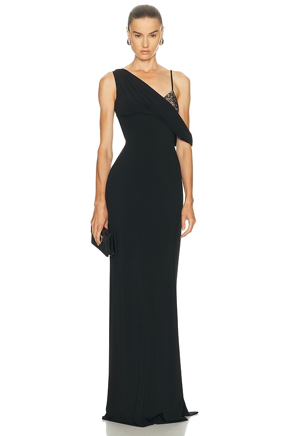 Christopher Esber Drifted Silk Side Tie Dress in Black | FWRD