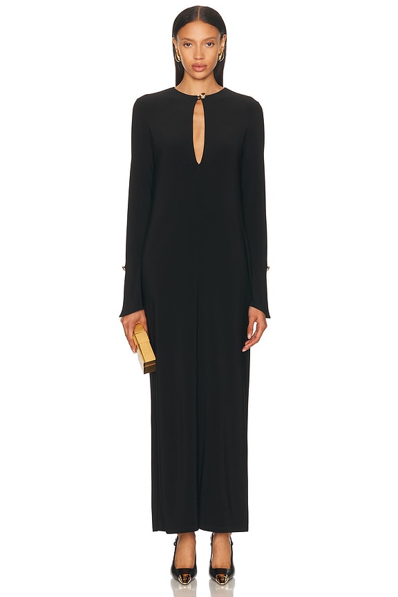 Toteme Long Sleeve Slouch Waist Dress in Black | FWRD