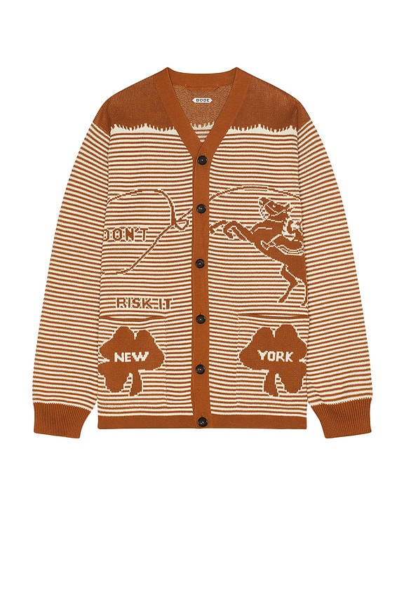 WACKO MARIA Leopard Mohair Cardigan in Beige | FWRD