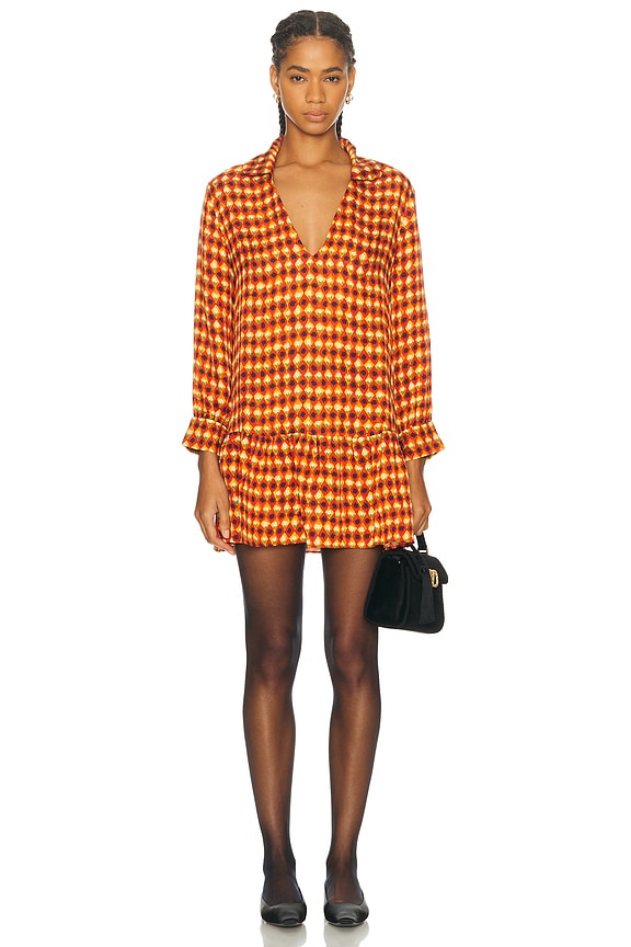 Redemption Draped Neck Leo Mini Dress in Bordeaux | FWRD