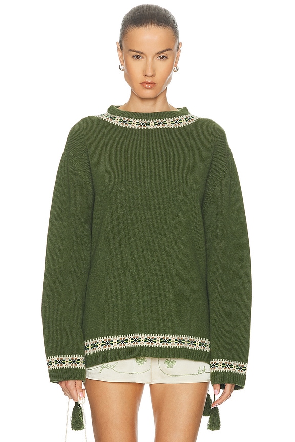 Acne Studios Dramatic Mohair Sweater in Olive Green | FWRD