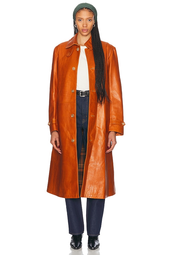 Acne Studios Leather Coat in Red | FWRD
